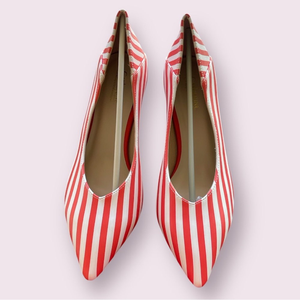 Catherine Malandrino Red and White Striped Flats